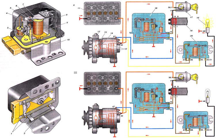 ВАЗ 2101 Работа регулятора напряжения